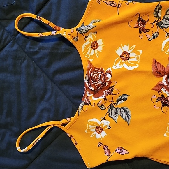 Yellow Midi Bodycon Dress Spaghetti Strap - Picture 6 of 8